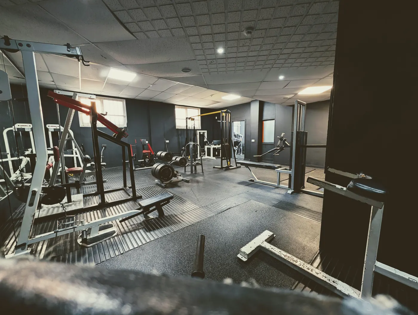 Squat rack and resistance machines in the training area